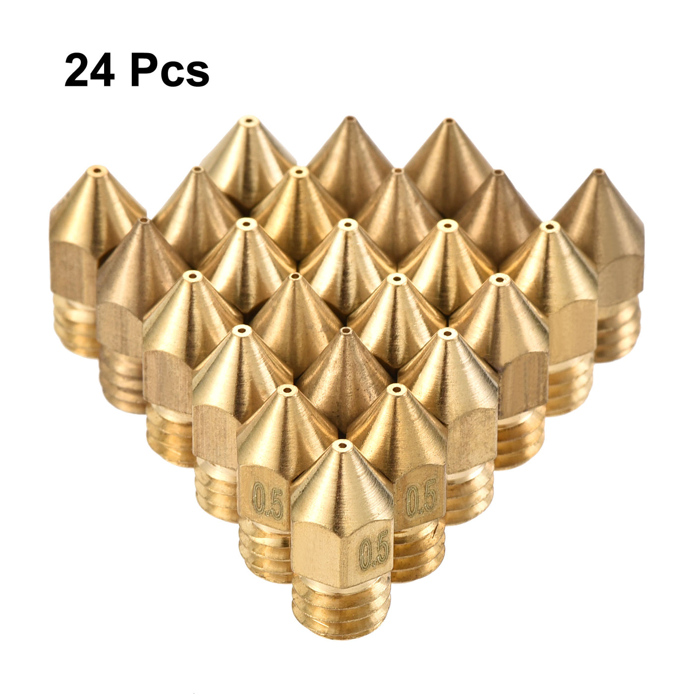 Harfington 0.5mm 3D Printer Nozzle, 24pcs M6 Thread for MK8 3mm Extruder Print, Brass