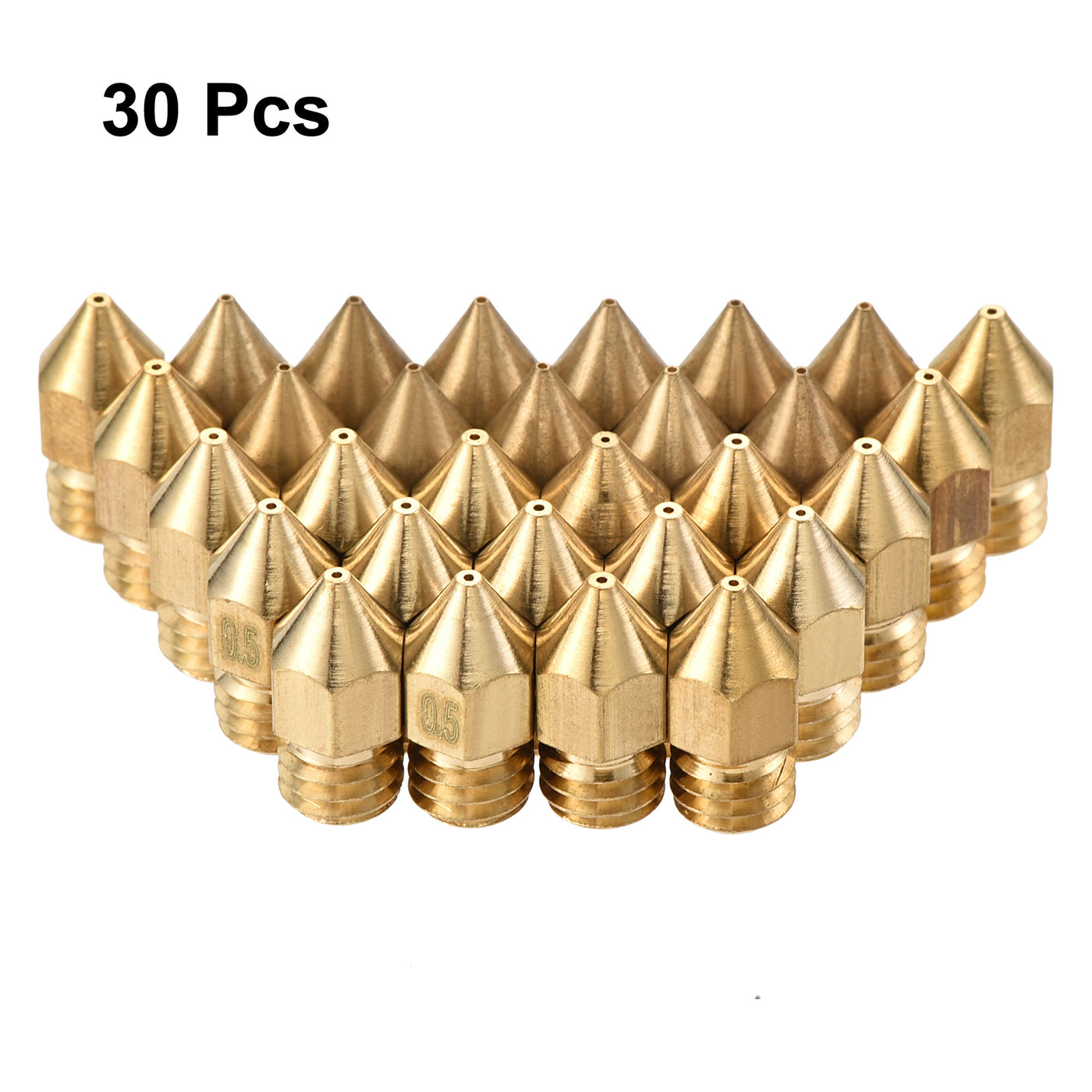 Harfington 0.5mm 3D Printer Nozzle, 30pcs M6 Thread for MK8 3mm Extruder Print, Brass
