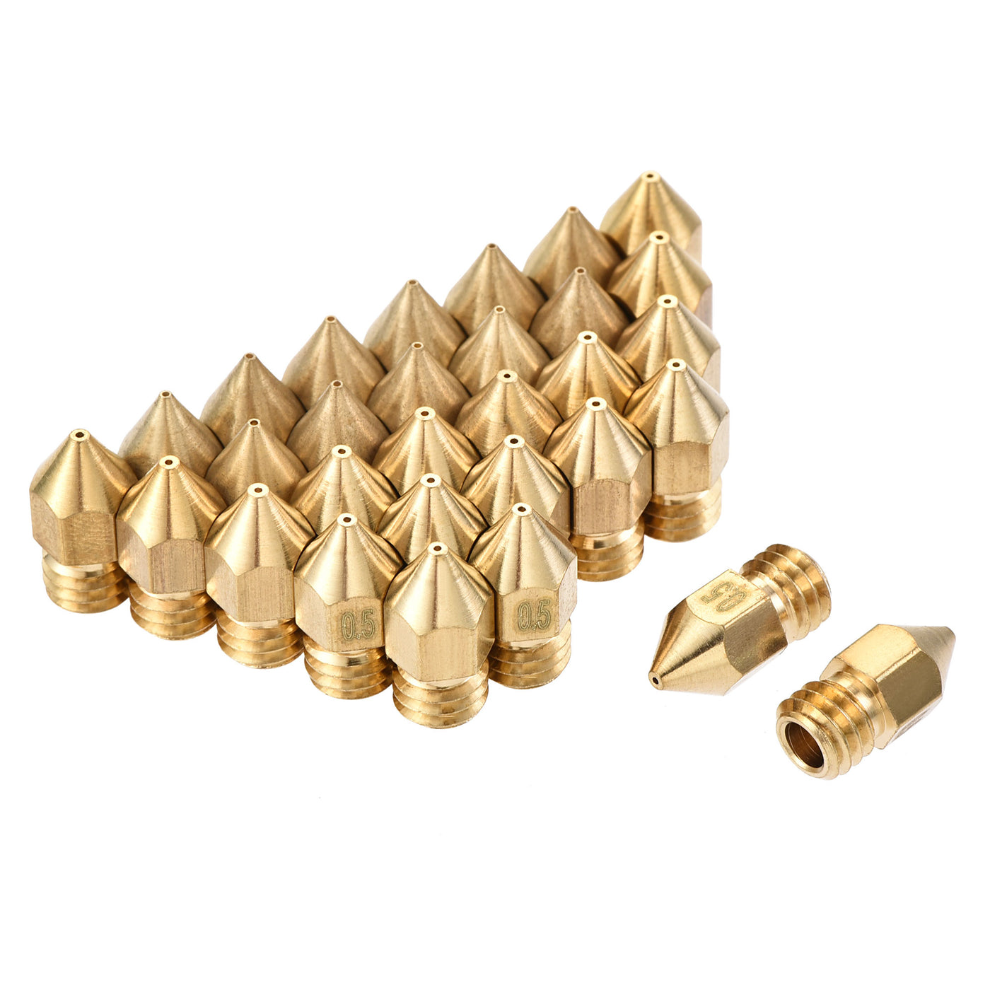 Harfington 0.5mm 3D Printer Nozzle, 30pcs M6 Thread for MK8 3mm Extruder Print, Brass