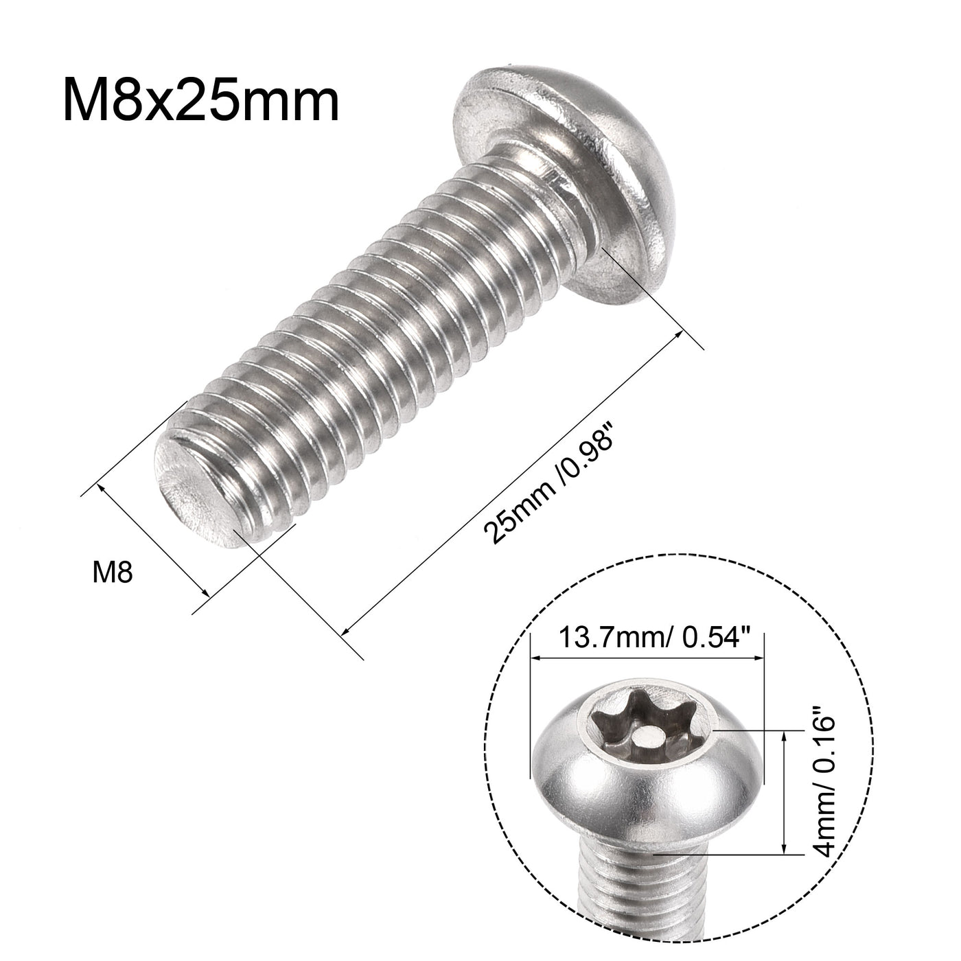 Harfington Torx Security Machine Screw, Pan Head Inside Column