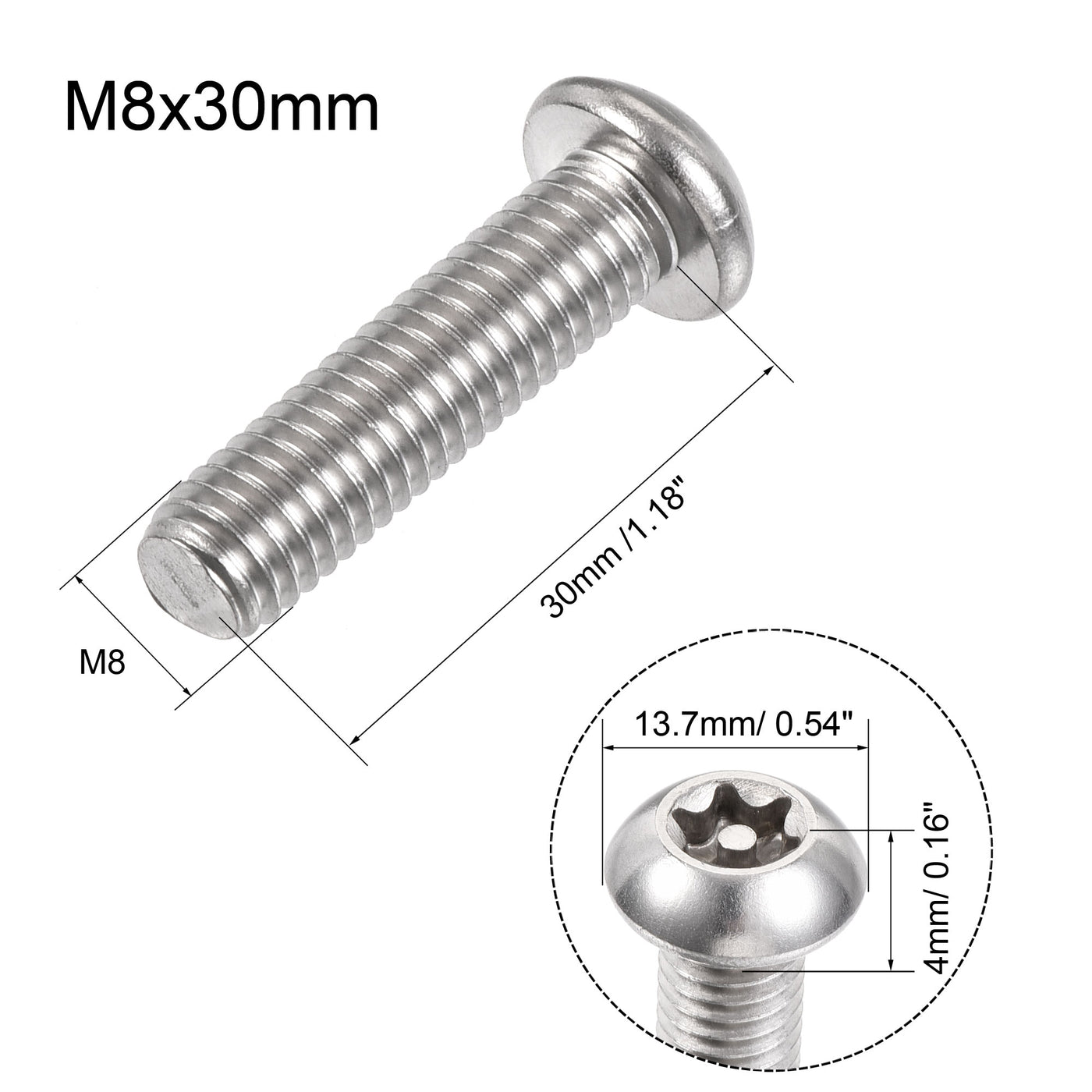 Harfington Torx Security Machine Screw, Pan Head Inside Column