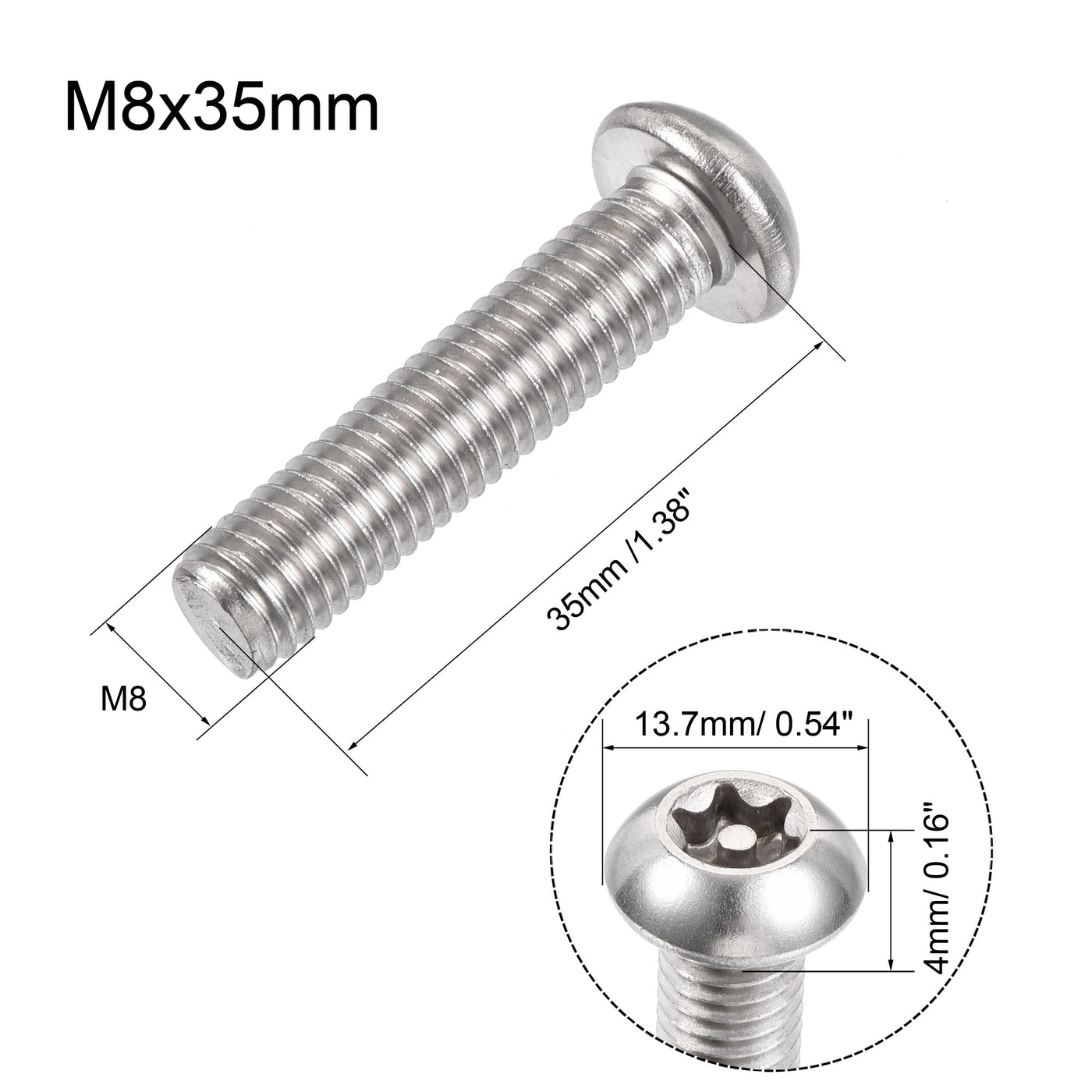 Harfington Torx Security Machine Screw, Pan Head Inside Column