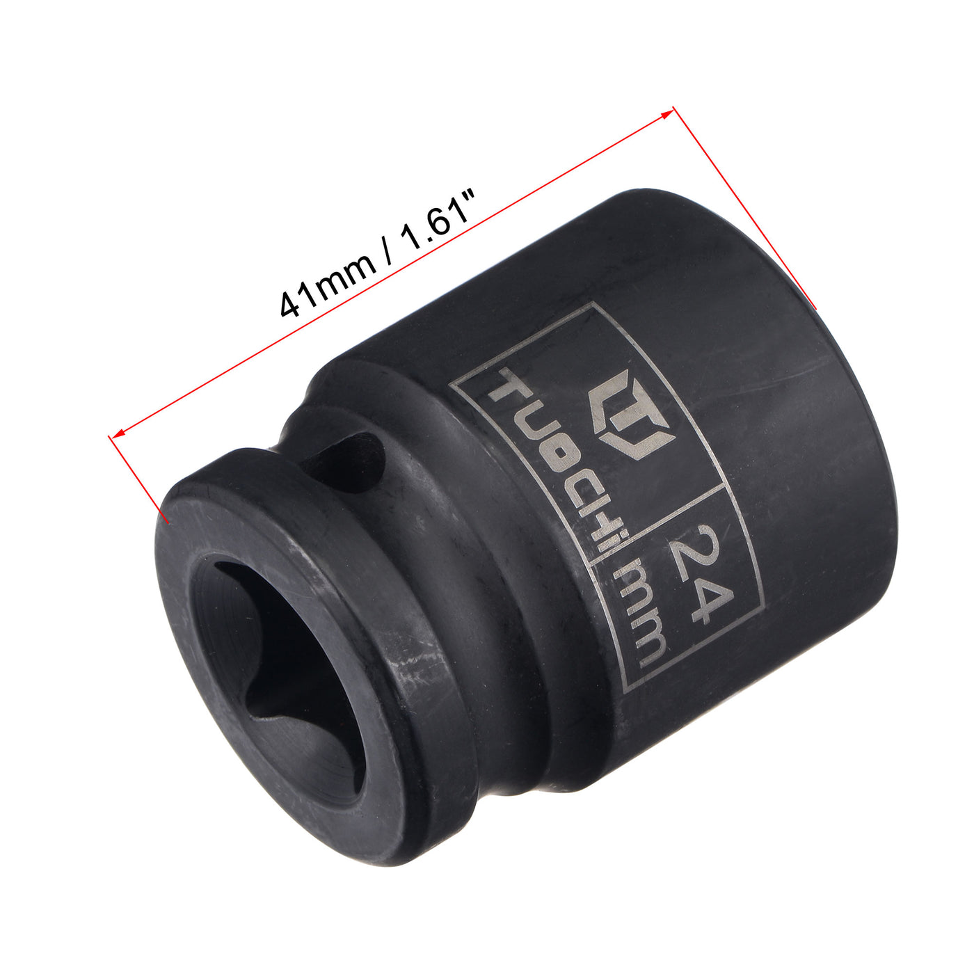 Harfington 1/2" Drive by 24mm 6-Point Impact Socket, CR-V Steel 1.61" Length, Shallow Metric Sizes