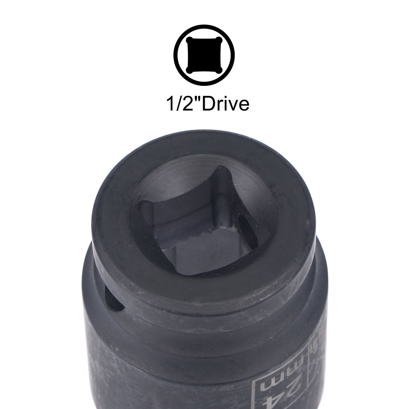 Harfington 1/2" Drive by 24mm 6-Point Impact Socket, CR-V Steel 1.61" Length, Shallow Metric Sizes