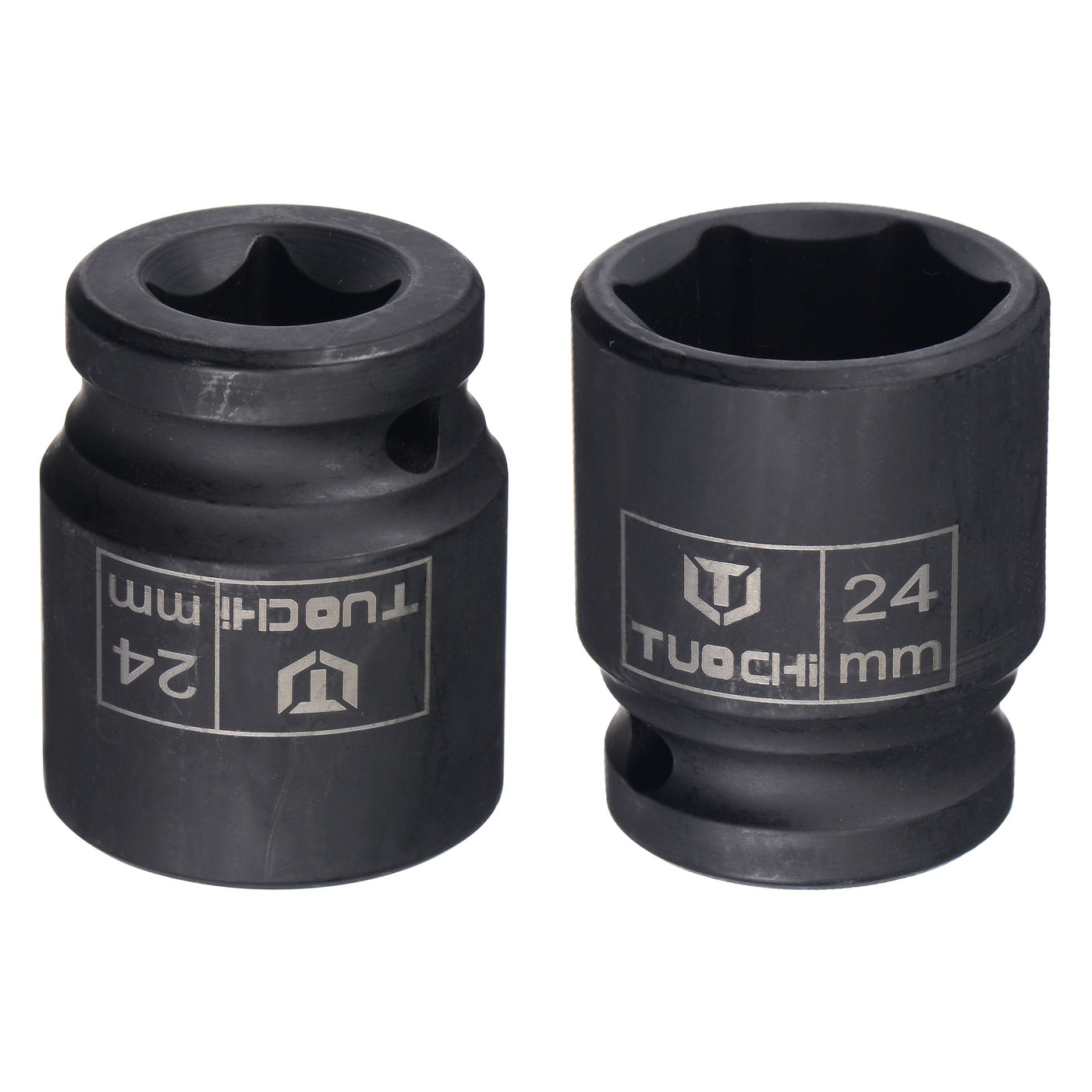Harfington 1/2" Drive by 24mm 6-Point Impact Socket, CR-V Steel 1.61" Length, Shallow Metric Sizes