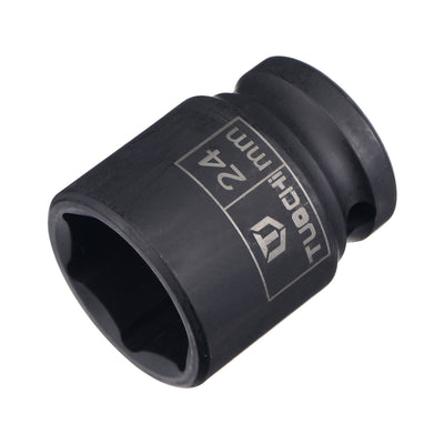 Harfington 1/2" Drive by 24mm 6-Point Impact Socket, CR-V Steel 1.61" Length, Shallow Metric Sizes