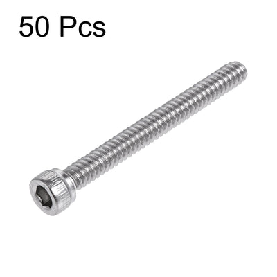 Harfington #6-32x1-1/4" Hex Socket Head Cap Screw Bolts 304 Stainless Steel Polished 50pcs