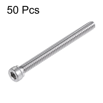 Harfington #6-32x1-1/2" Hex Socket Head Cap Screw Bolts 304 Stainless Steel Polished 50pcs