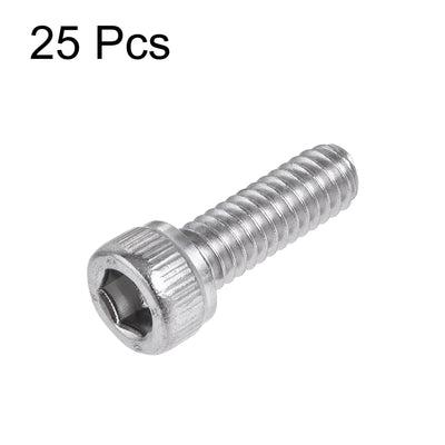 Harfington #8-32x1/2" Hex Socket Head Cap Screw Bolts 304 Stainless Steel Polished 25pcs