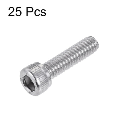Harfington #8-32x5/8" Hex Socket Head Cap Screw Bolts 304 Stainless Steel Polished 25pcs