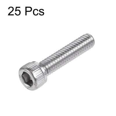 Harfington #8-32x3/4" Hex Socket Head Cap Screw Bolts 304 Stainless Steel Polished 25pcs