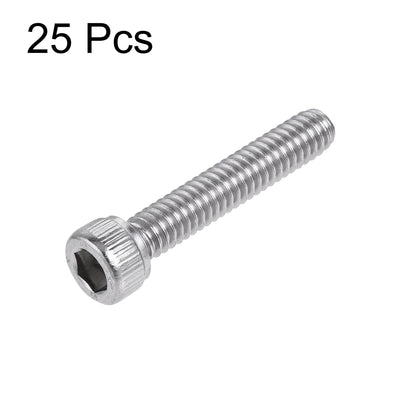 Harfington #8-32x7/8" Hex Socket Head Cap Screw Bolts 304 Stainless Steel Polished 25pcs
