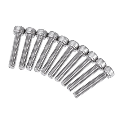 Harfington #8-32x7/8" Hex Socket Head Cap Screw Bolts 304 Stainless Steel Polished 25pcs