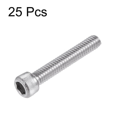 Harfington #8-32x1" Hex Socket Head Cap Screw Bolts 304 Stainless Steel Polished 25pcs