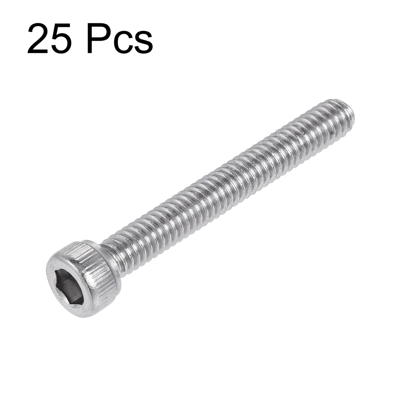 Harfington #8-32x1-1/4" Hex Socket Head Cap Screw Bolts 304 Stainless Steel Polished 25pcs