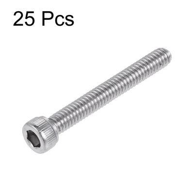 Harfington #8-32x1-1/4" Hex Socket Head Cap Screw Bolts 304 Stainless Steel Polished 25pcs