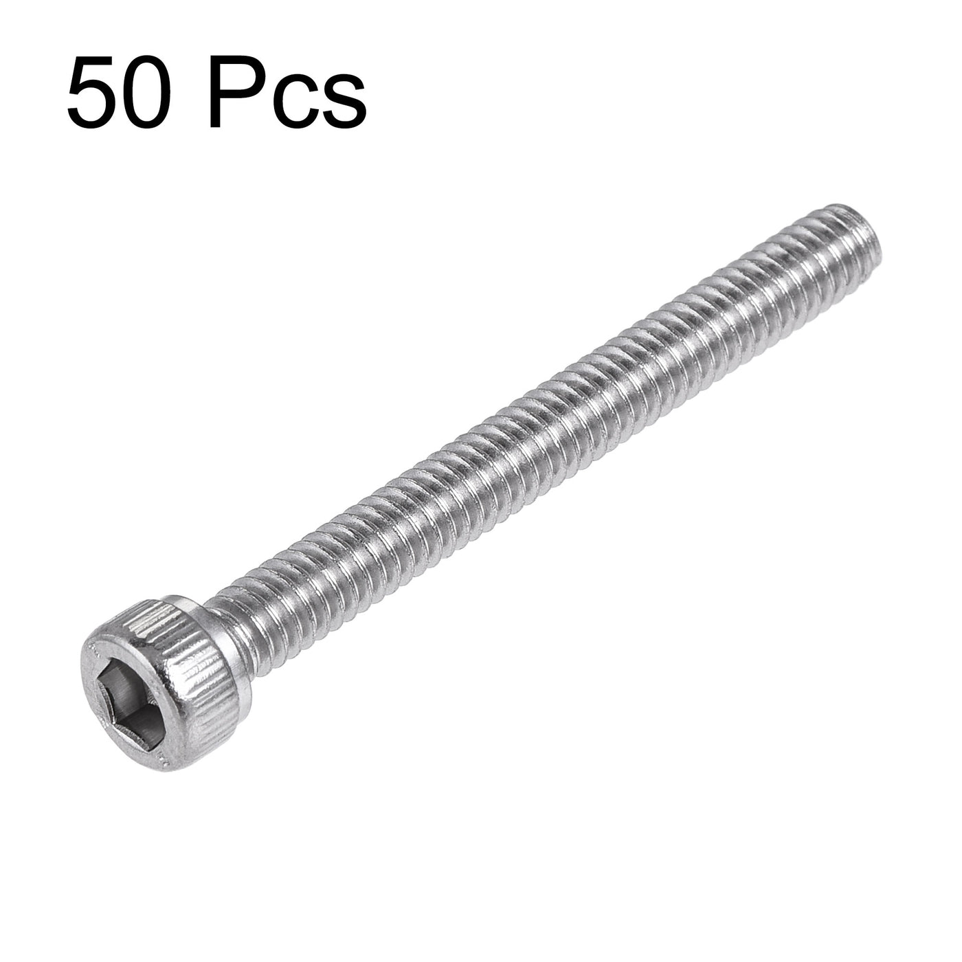 Harfington #8-32x1-1/2" Hex Socket Head Cap Screw Bolts 304 Stainless Steel Polished 50pcs