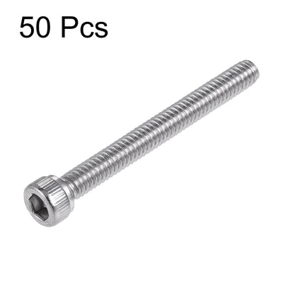 Harfington #8-32x1-1/2" Hex Socket Head Cap Screw Bolts 304 Stainless Steel Polished 50pcs