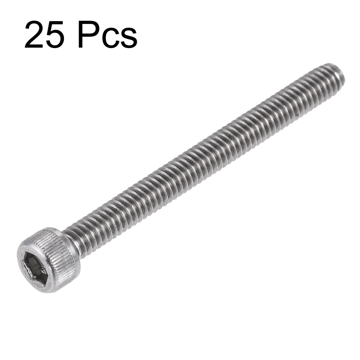 Harfington #8-32x1-3/4" Hex Socket Head Cap Screw Bolts 304 Stainless Steel Polished 25pcs