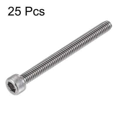 Harfington #8-32x1-3/4" Hex Socket Head Cap Screw Bolts 304 Stainless Steel Polished 25pcs