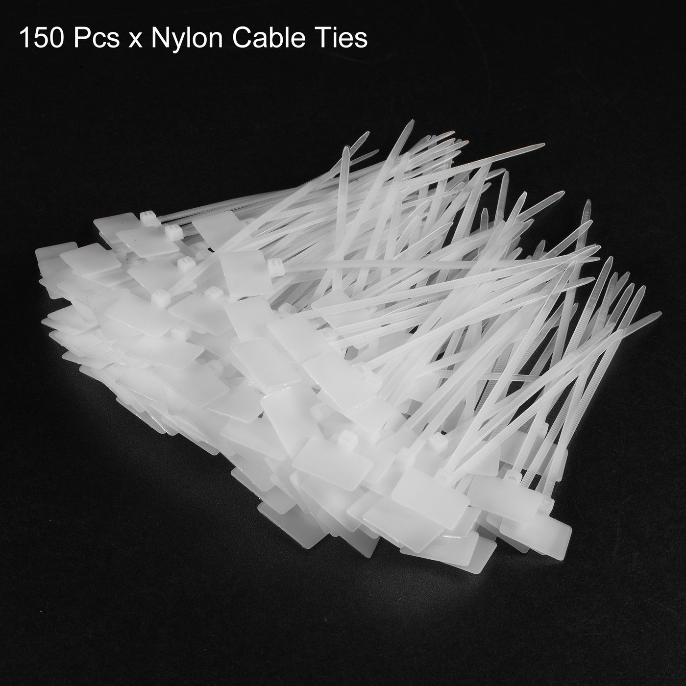 Harfington 150pcs Nylon Cable Ties Tags Label Marker Self-Locking for Marking Organizing 100mm White