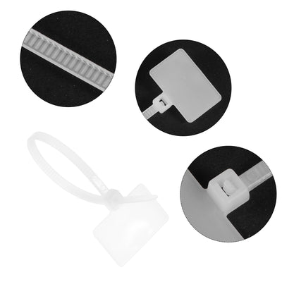 Harfington 150pcs Nylon Cable Ties Tags Label Marker Self-Locking for Marking Organizing 100mm White