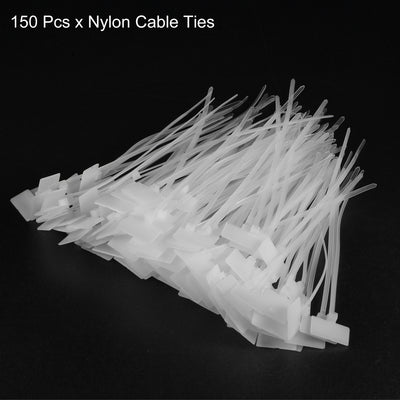 Harfington 150pcs Nylon Cable Ties Tags Label Marker Self-Locking for Marking Organizing 150mm White