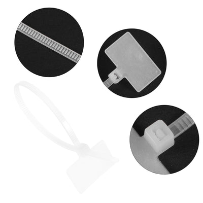 Harfington 150pcs Nylon Cable Ties Tags Label Marker Self-Locking for Marking Organizing 150mm White