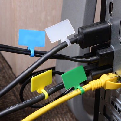 Harfington 150pcs Nylon Cable Ties Tags Label Marker Self-Locking for Marking Organizing 150mm White