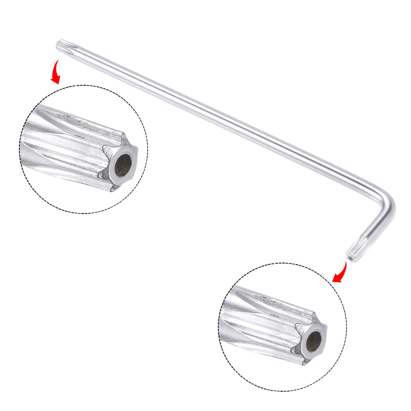 Harfington Anti Tamper Proof Torx Star Key Bit Wrench, L-Shape Long Arm CR-V Steel