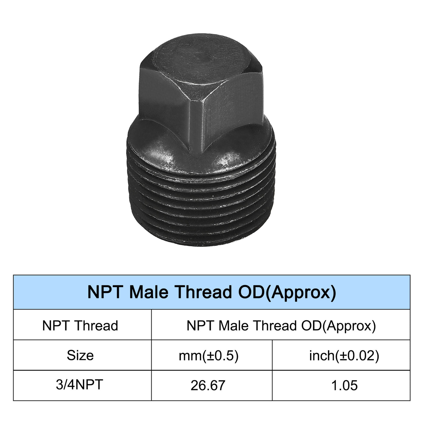 Harfington Outer Square Head Socket Pipe Fitting Plug 2Pcs