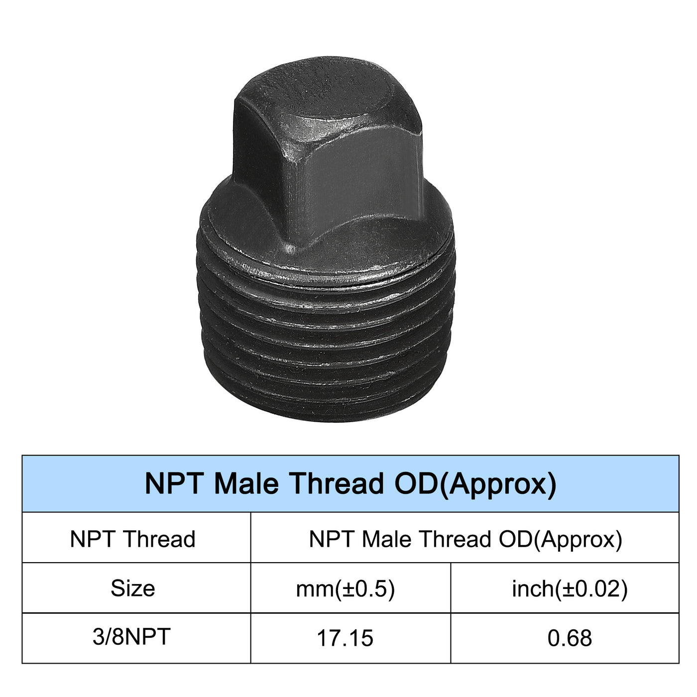 Harfington Outer Square Head Socket Pipe Fitting Plug 2Pcs