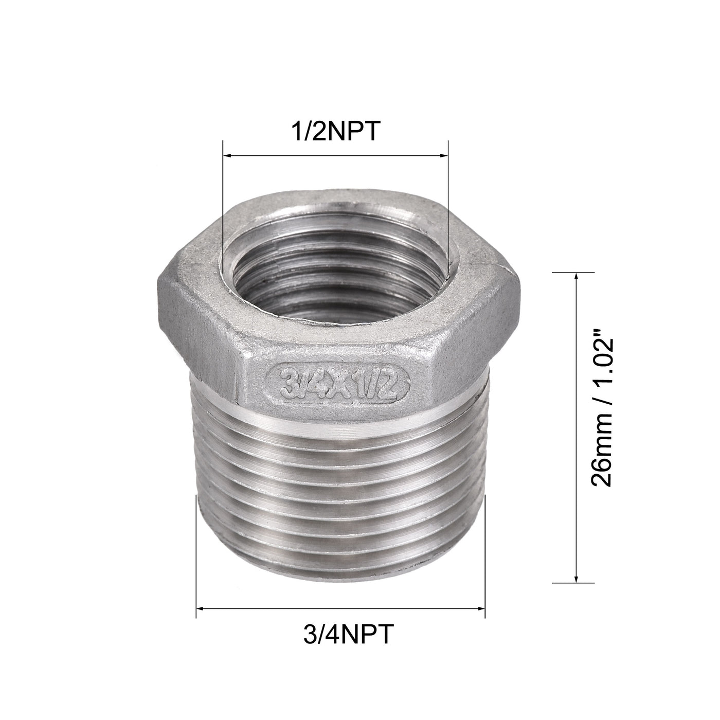 Harfington Reducer Hex Bushing Fitting 2Pcs