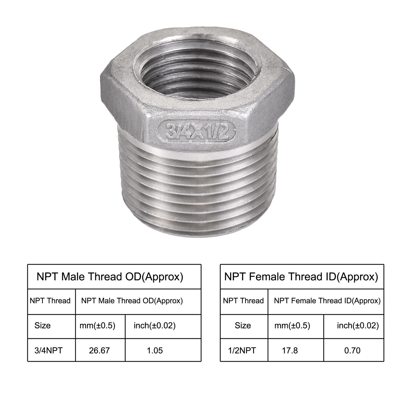 Harfington Reducer Hex Bushing Fitting 2Pcs