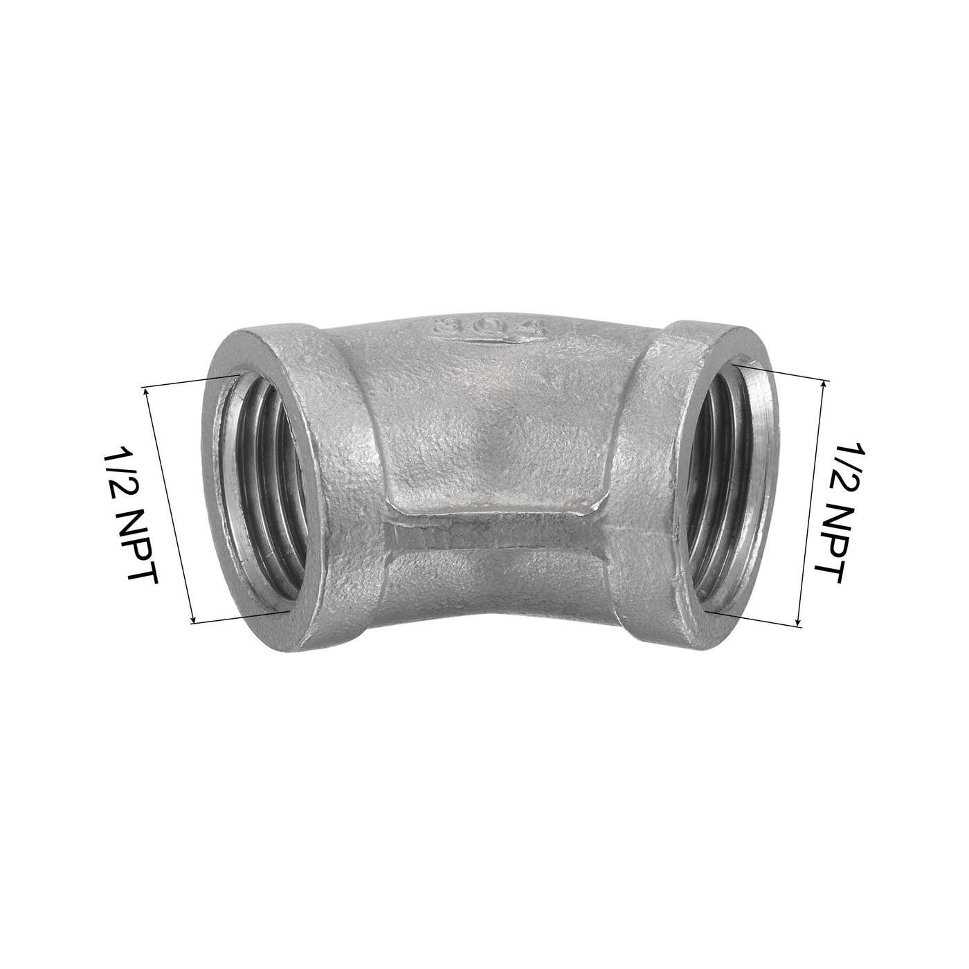 Harfington Pipe Fitting 45 Degree Elbow NPT Female Thread Hose Connector Adapter 304 Stainless Steel