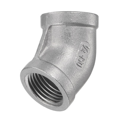 Harfington Pipe Fitting 45 Degree Elbow NPT Female Thread Hose Connector Adapter 304 Stainless Steel