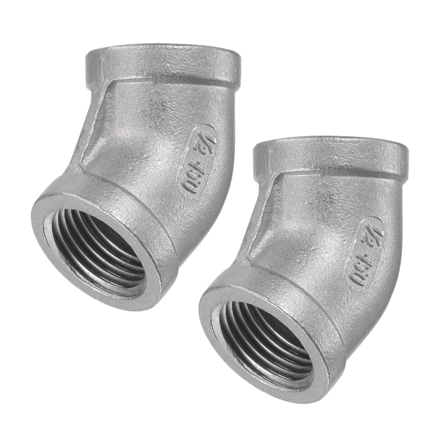 Harfington Pipe Fittings 45 Degree Elbow NPT Female Thread Hose Connector Adapter 304 Stainless Steel