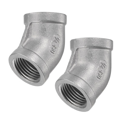 Harfington Pipe Fittings 45 Degree Elbow NPT Female Thread Hose Connector Adapter 304 Stainless Steel