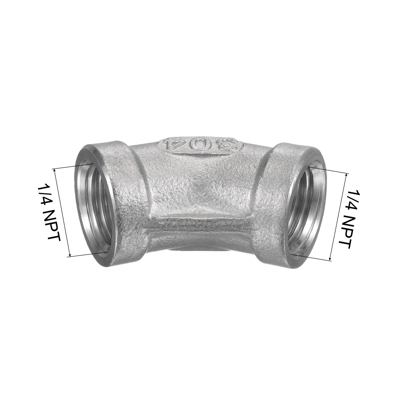 Harfington Pipe Fitting 45 Degree Elbow NPT Female Thread Hose Connector Adapter 304 Stainless Steel