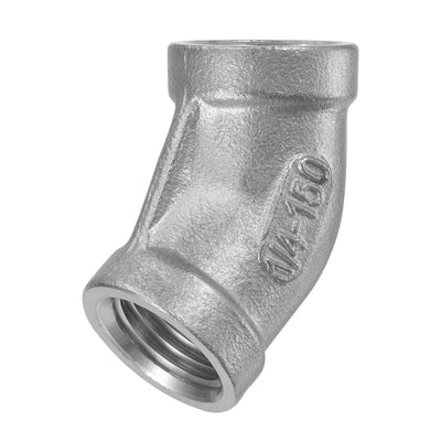 Harfington Pipe Fitting 45 Degree Elbow NPT Female Thread Hose Connector Adapter 304 Stainless Steel