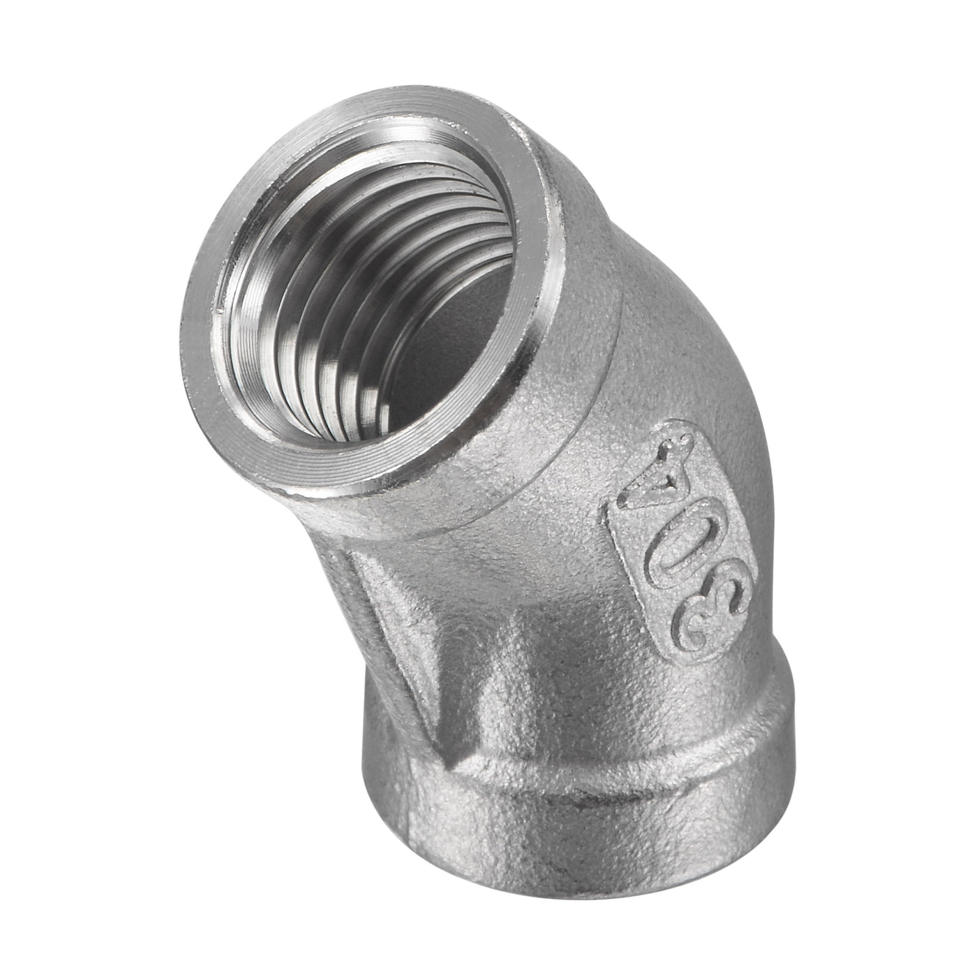 Harfington Pipe Fittings 45 Degree Elbow NPT Female Thread Hose Connector Adapter 304 Stainless Steel