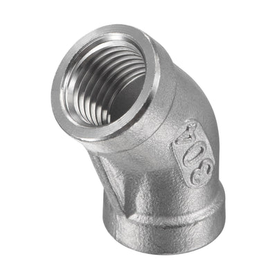 Harfington Pipe Fittings 45 Degree Elbow NPT Female Thread Hose Connector Adapter 304 Stainless Steel