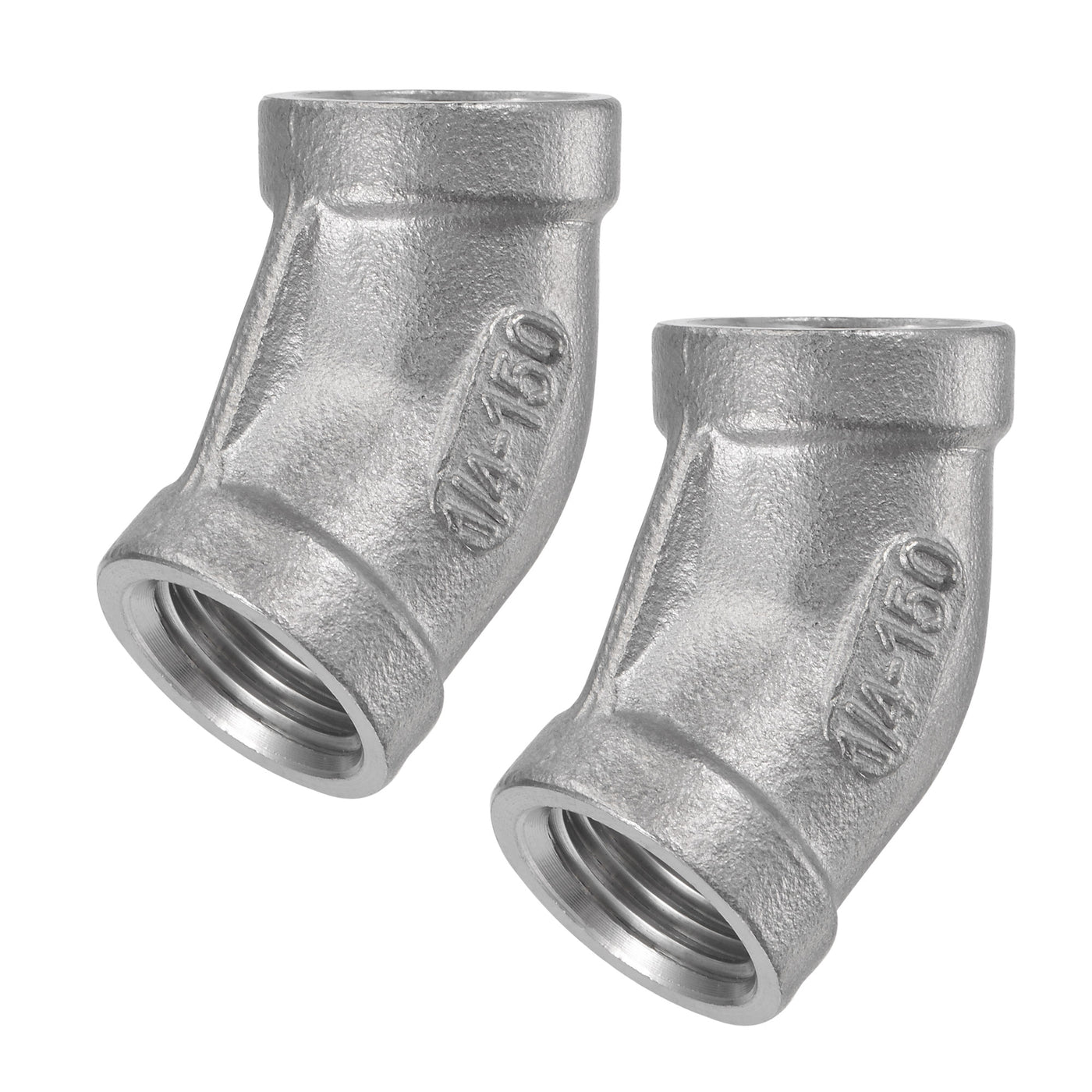 Harfington Pipe Fittings 45 Degree Elbow NPT Female Thread Hose Connector Adapter 304 Stainless Steel