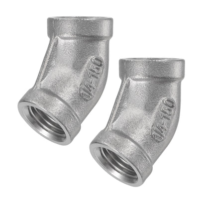 Harfington Pipe Fittings 45 Degree Elbow NPT Female Thread Hose Connector Adapter 304 Stainless Steel