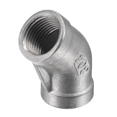Harfington Pipe Fitting 45 Degree Elbow NPT Female Thread Hose Connector Adapter 304 Stainless Steel