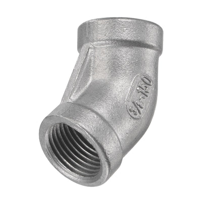 Harfington Pipe Fitting 45 Degree Elbow NPT Female Thread Hose Connector Adapter 304 Stainless Steel