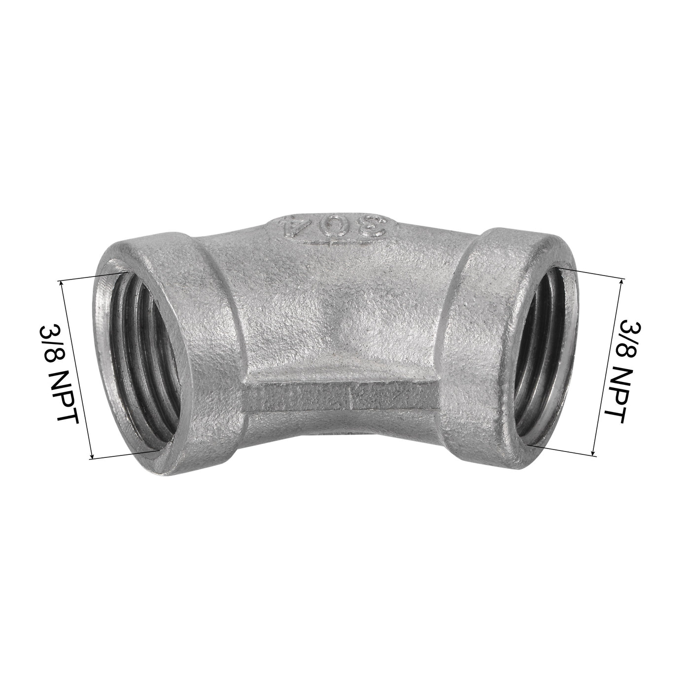 Harfington Pipe Fittings 45 Degree Elbow NPT Female Thread Hose Connector Adapter 304 Stainless Steel