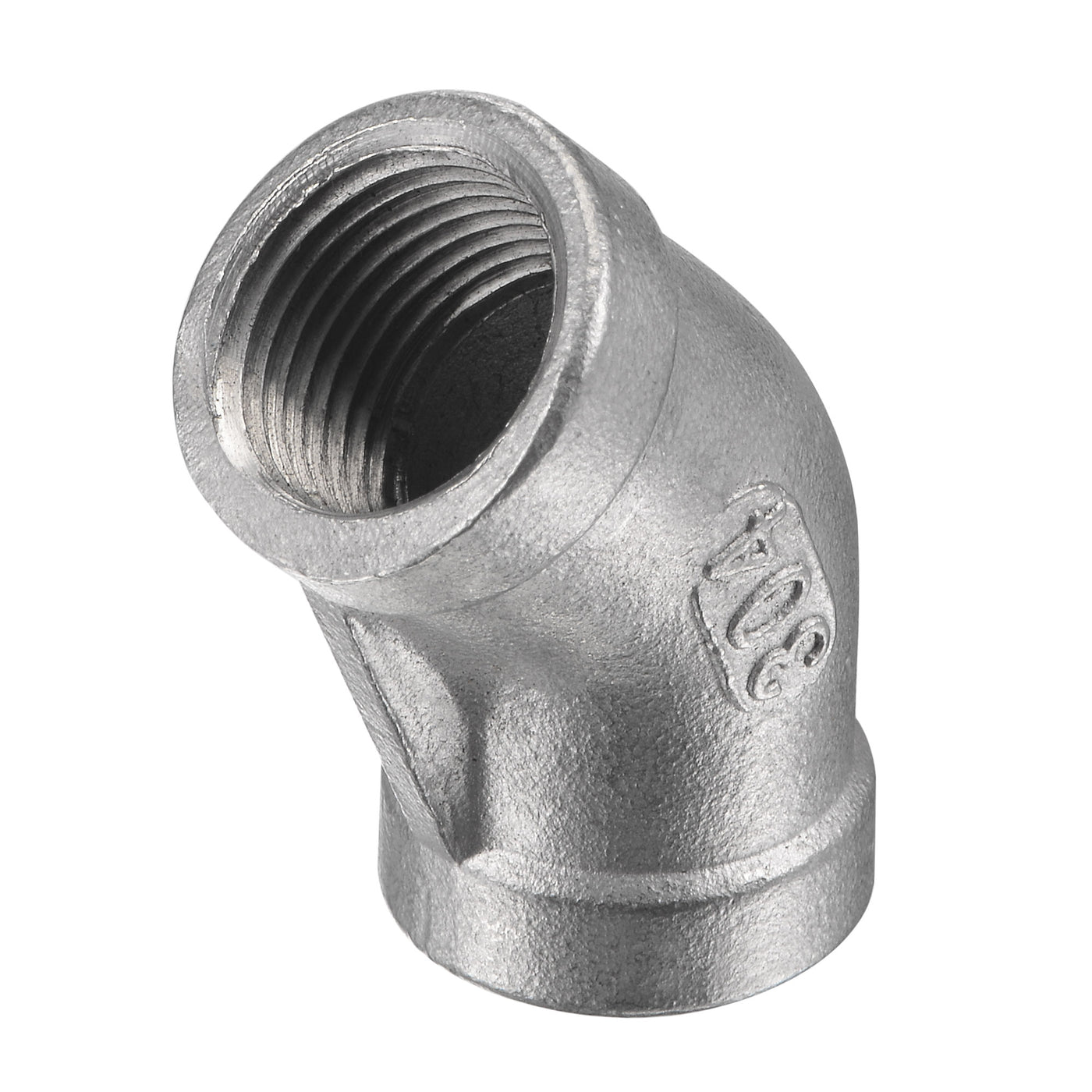 Harfington Pipe Fittings 45 Degree Elbow NPT Female Thread Hose Connector Adapter 304 Stainless Steel