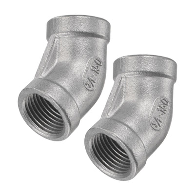 Harfington Pipe Fittings 45 Degree Elbow NPT Female Thread Hose Connector Adapter 304 Stainless Steel