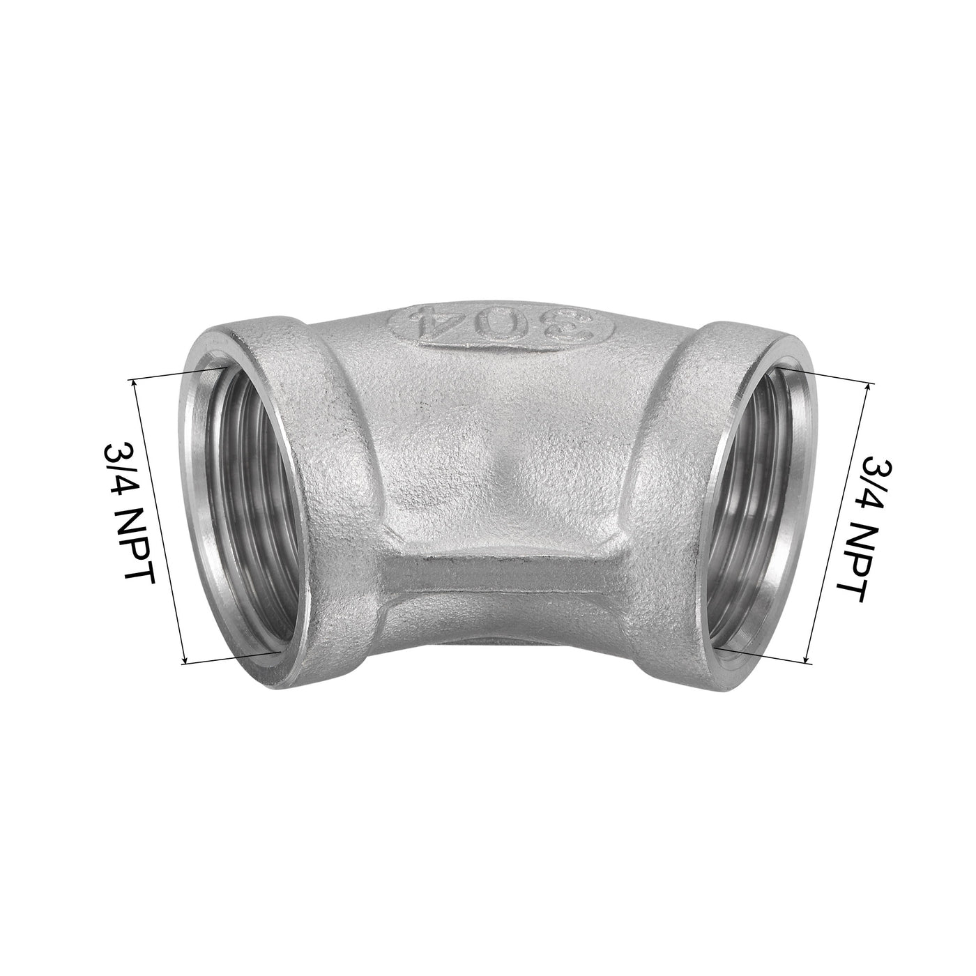 Harfington Pipe Fitting 45 Degree Elbow NPT Female Thread Hose Connector Adapter 304 Stainless Steel